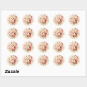 Verouderde verfijning, perzik roze shabby chic ronde sticker (Vel)
