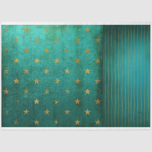 Verouderde Verstoorde Turquoise Decoupage Tissuepapier (Voorkant)