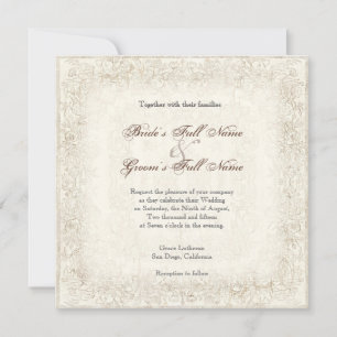 Verouderde Victoriaans Roos bruiloft uitnodiging