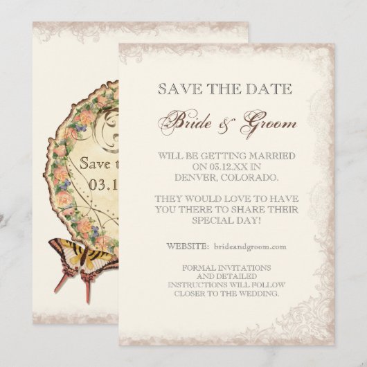 Verouderde Victoriaans Roos sparen de Aankondiging (Voorkant / Achterkant)