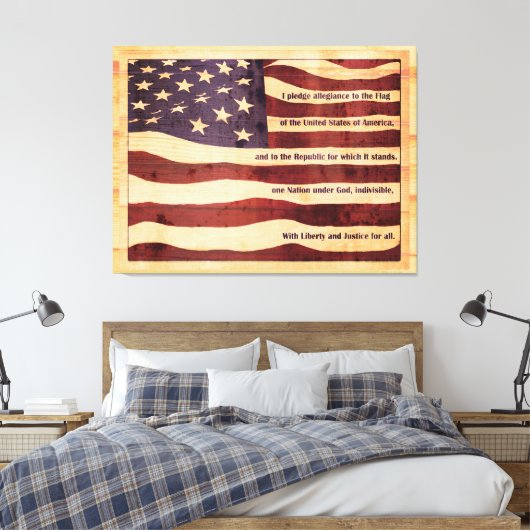 Verouderde vlag met pleister van lucianenhout canvas afdruk (Insitu (Slaapkamer))