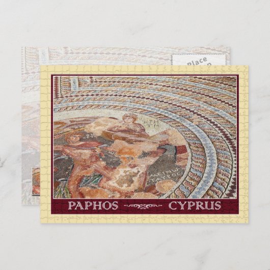 Verouderde vloermozaïek in Paphos, Cyprus Briefkaart (Voorkant / Achterkant)