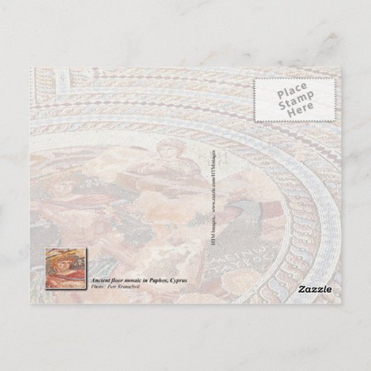 Verouderde vloermozaïek in Paphos, Cyprus Briefkaart (Achterkant)