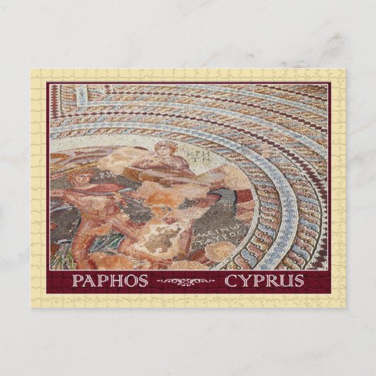 Verouderde vloermozaïek in Paphos, Cyprus Briefkaart (Voorkant)