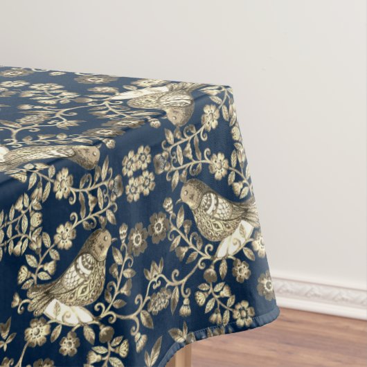 Verouderde vogel Willow Style Navy Blue Tablecloth Tafelkleed (Voorbeeld)