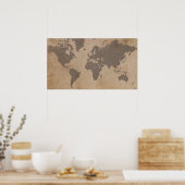 Verouderde Wereldkaart Poster (Keuken)