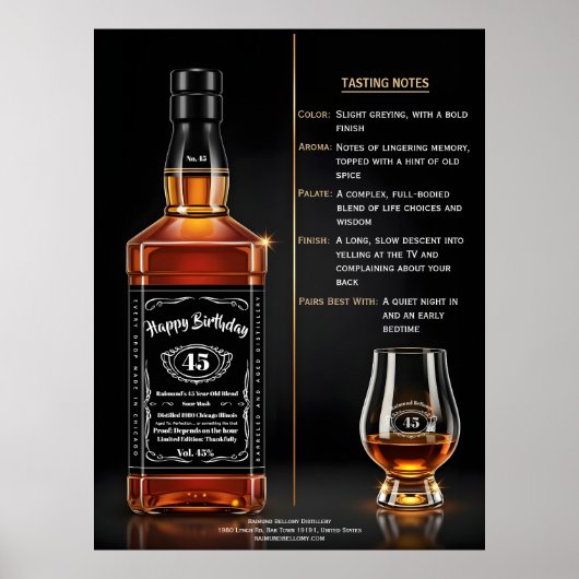Verouderde Whiskeyfles Aangepaste Verjaardag Poster (Voorkant)