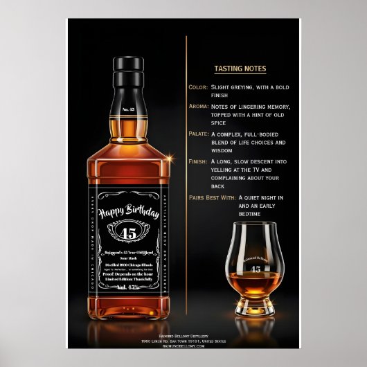 Verouderde Whiskeyfles Aangepaste Verjaardag Poster (Voorkant)