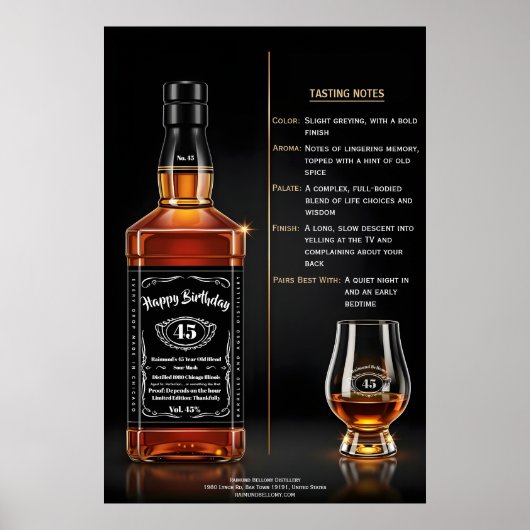 Verouderde Whiskeyfles Aangepaste Verjaardag Poster (Voorkant)