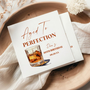 Verouderde Whisky Glas Verjaardagsfeestje Servet