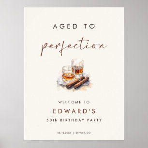 Verouderde Whisky & Sigaren Verjaardags Welkom Poster