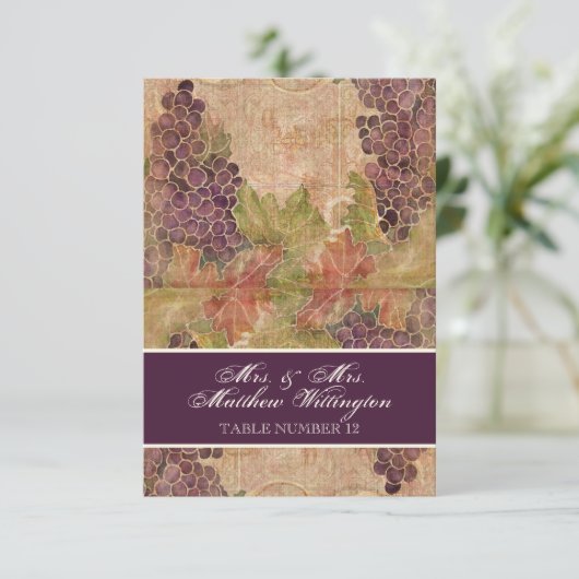 Verouderde Wijngaard Wijnstok Trouwtafel Nummer Zi Kaart (Staand voorkant)
