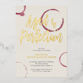 Verouderde wijnvlekken feest wijnproeverij Goud Folie Uitnodiging (Voorkant)