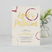 Verouderde wijnvlekken feest wijnproeverij Goud Folie Uitnodiging (Staand Voorkant)