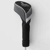 verouderde zwarte & witte golfafdekking met golfer golfheadcover (Schuin)