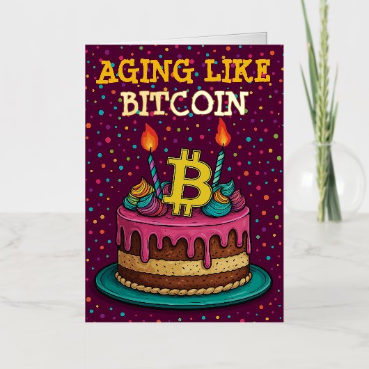 Veroudering als Bitcoin Funny Crypto Verjaardag Ka Folie Wenskaart (Voorkant)