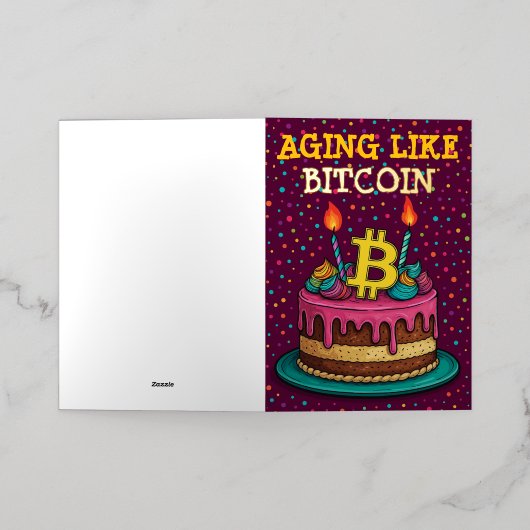 Veroudering als Bitcoin Funny Crypto Verjaardag Ka Folie Wenskaart (Buiten Laag)