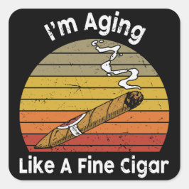 Veroudering als een fijne Cigaro Vintage Vierkante Sticker