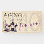 Veroudering als een fijne wijn 40ste verjaardag spandoek (Horizontaal)