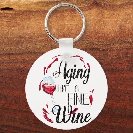 Veroudering als een fijne wijn, elegante wijnverja sleutelhanger (Achterkant)