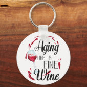 Veroudering als een fijne wijn, elegante wijnverja sleutelhanger (Voorkant)