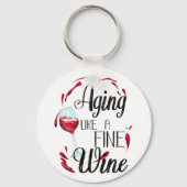 Veroudering als een fijne wijn, elegante wijnverja sleutelhanger (Achterkant)