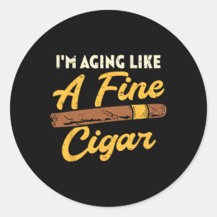 Veroudering als fijne sigaar vaders dag vader Gra Ronde Sticker