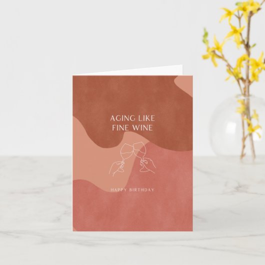 Veroudering als fijne wijn - Moderne Happy Birthda Kaart (Gele Bloem)