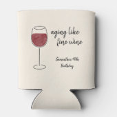 Veroudering als fijne wijn rode wijn glas verjaard blikjeskoeler (Achterkant)