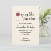 Veroudering als fijne wijn rode wijn glas verjaard kaart (Staand voorkant)