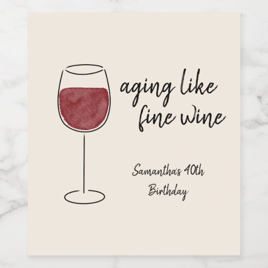 Veroudering als fijne wijn rode wijn glas verjaard wijn etiket (Enkel label)