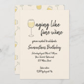 Veroudering als fijne wijn witte wijn glas verjaar kaart (Voorkant / Achterkant)