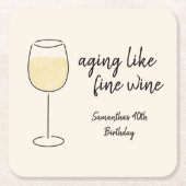 Veroudering als fijne wijn witte wijn glas verjaar kartonnen onderzetters (Voorkant)