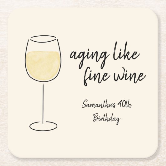 Veroudering als fijne wijn witte wijn glas verjaar kartonnen onderzetters (Voorkant)