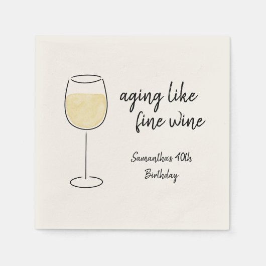 Veroudering als fijne wijn witte wijn glas verjaar servet (Voorkant)