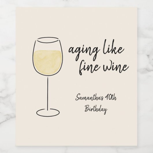 Veroudering als fijne wijn witte wijn glas verjaar wijn etiket (Enkel label)