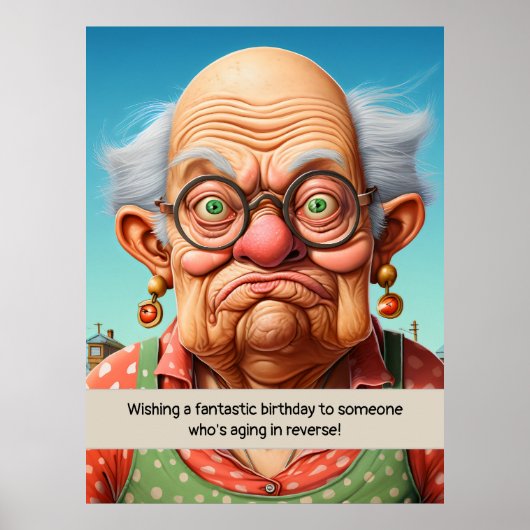 Veroudering in omgekeerde mijlpaal Verjaardag Poster (Voorkant)