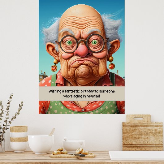 Veroudering in omgekeerde mijlpaal Verjaardag Poster (Keuken)