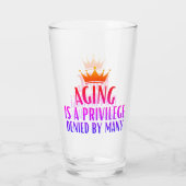 Veroudering is een voorrecht citaat senioren, groo glas (Achterkant)