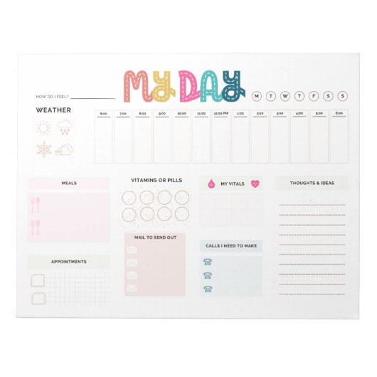 Veroudering op zijn plaats, zorgzame dagelijkse pl notitieblok (Voorkant)