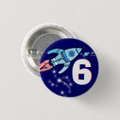 Verouderingsknop voor ruimteraketblauwe jongens ronde button 3,2 cm (Voorkant /achterkant)