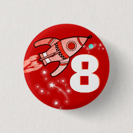 Verouderingsknop voor ruimteraketrode jongens ronde button 3,2 cm