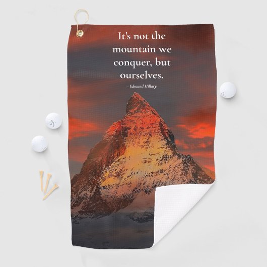 "Verover jezelf" Quote Oranje Mount Everest Golfhanddoek