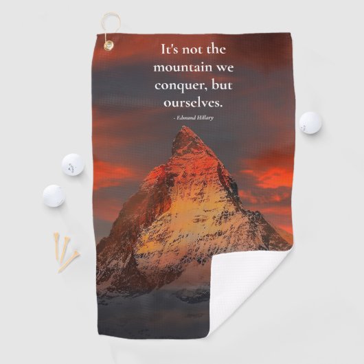 "Verover jezelf" Quote Oranje Mount Everest Golfhanddoek (Insitu)