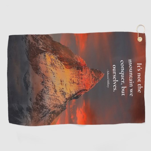 "Verover jezelf" Quote Oranje Mount Everest Golfhanddoek (Horizontaal)