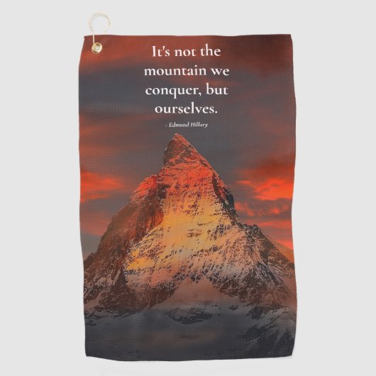 "Verover jezelf" Quote Oranje Mount Everest Golfhanddoek (Voorkant)