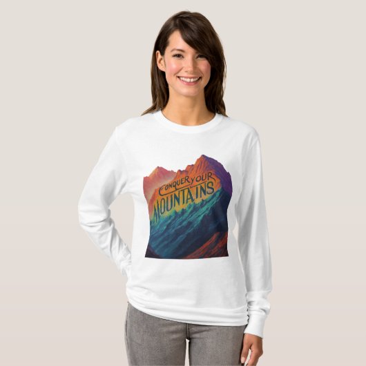 Verover uw bergen t-shirt (Voorkant volledig)