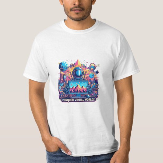 Verover virtuele werelden t-shirt (Voorkant)