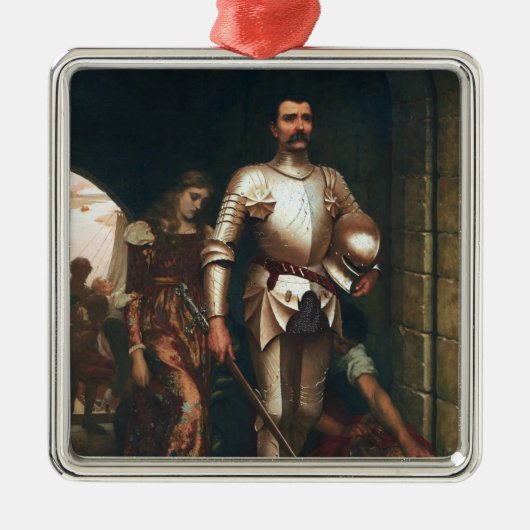 Verovering (Overwinnende middeleeuwse ridder) Metalen Ornament (Voorkant)