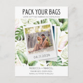Verpak je bagage Costa Rica bruiloft met de datum Aankondigingskaart (Voorkant)